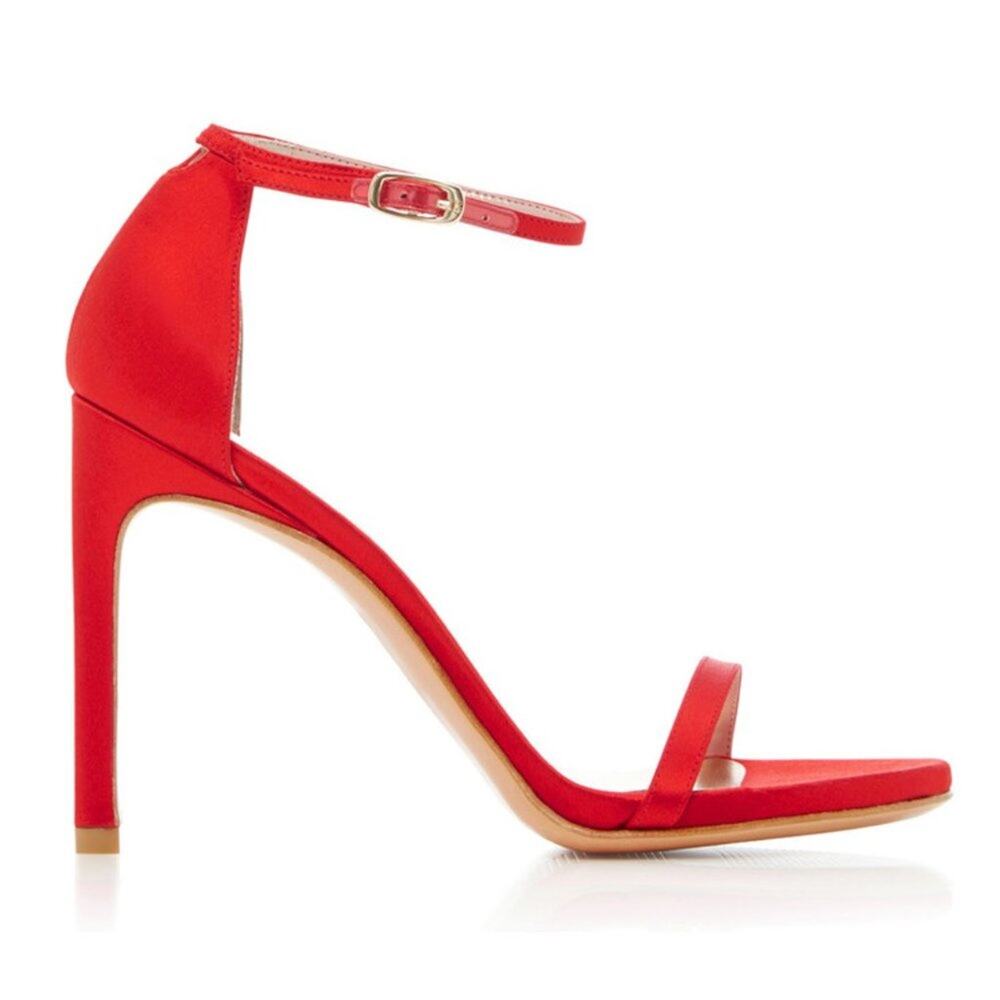 NEW IN BOX - Stuart Weitzman Nudistsong Red Heeled Sandals - 9 M